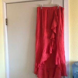 Women’s coral asymmetrical skirt